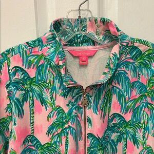 Lilly Pulitzer Pink and Green Palm Print Jacket